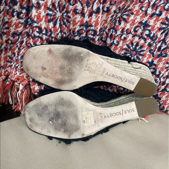 Sole Society Fabric Knot Slip On Espadrille Wedges in Black Size 6.5 - Picture 6 of 7
